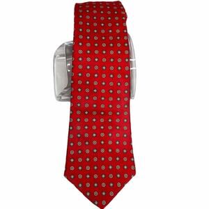 Hardy Amies 100% Silk Mens Tie Red Blue Cream 57" long 3.6" Wide